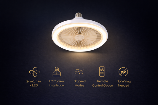 Trenvo™ Smart E27 Fan Light – 2-in-1 Cooling & LED